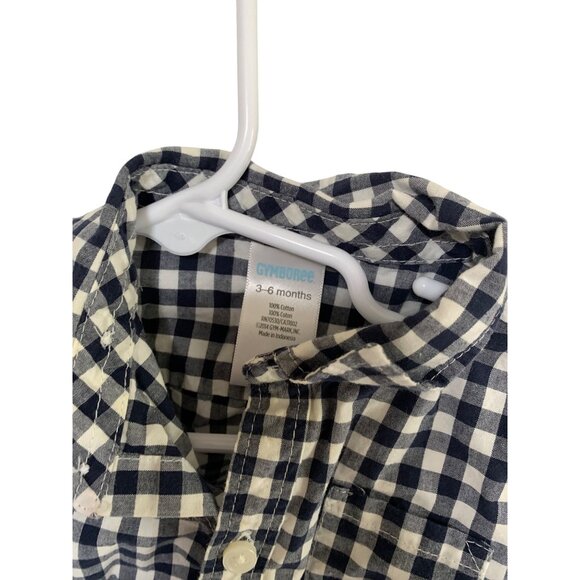 Gymboree Boys Infant Baby Size 3 6 Months Black White Gingham 1 Piece Bodysuit S - Picture 2 of 3
